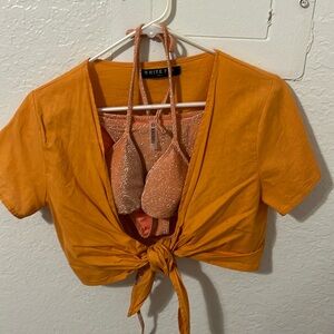 White Fox front tie shirt